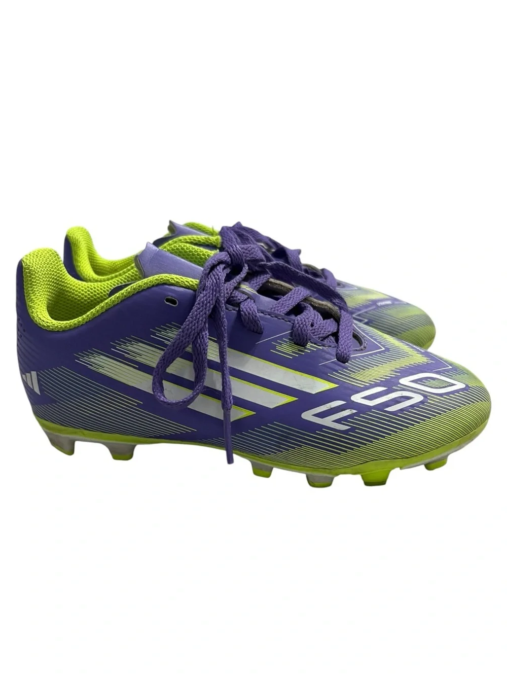 Adidas Sz 13 Youth F50 Club Purple & Lime Soccer Cleats